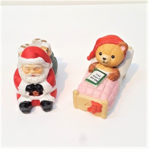 Santa Claus Candle Holder and Twas The Night before Christmas Bear - Picture 1 of 4